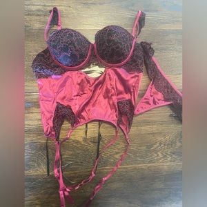 NWT Pink and Black Fashion Nova Corset and Thong Set